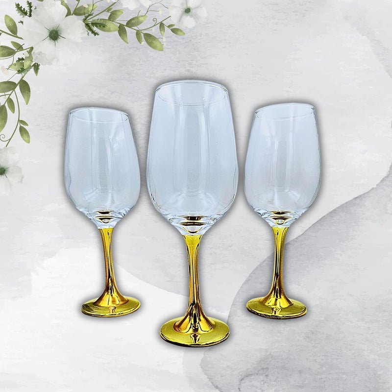 FALKOR Luxury Glassware Holi Special 440 ML Japanese Gold Colour Plated Long Champagne Wine Glasses for Red Wine Set of 4 for a Party Gifting or Even Display at Your bar of Home - Image 5