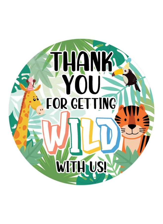 DISTINCTIVS Wild Jungle Thank You Round Stickers Thank You For Getting Wild With Us Party Animal 40 Labels  - Image 2