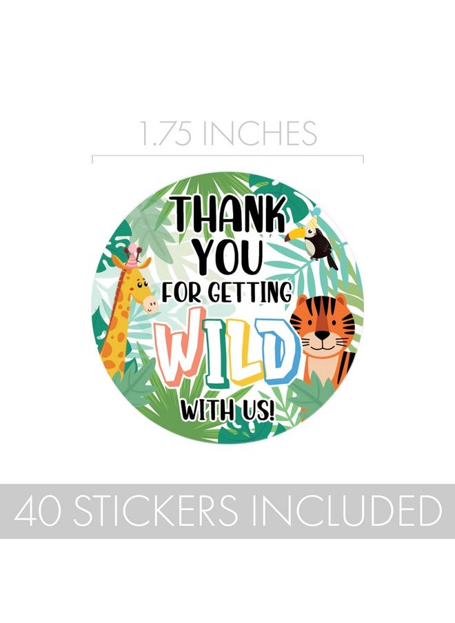 DISTINCTIVS Wild Jungle Thank You Round Stickers Thank You For Getting Wild With Us Party Animal 40 Labels  - Image 4