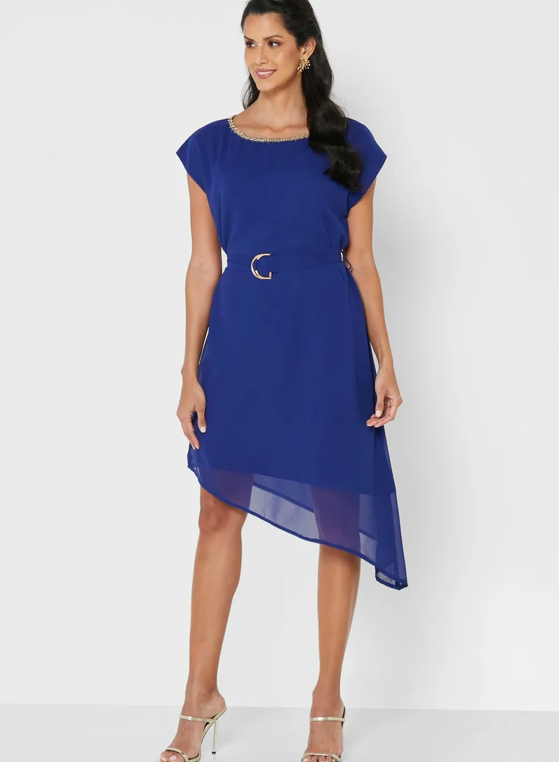 ELLA Asymmetrical Belted Dress
