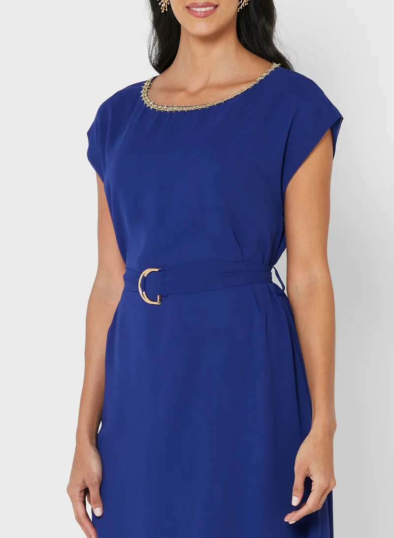 ELLA Asymmetrical Belted Dress