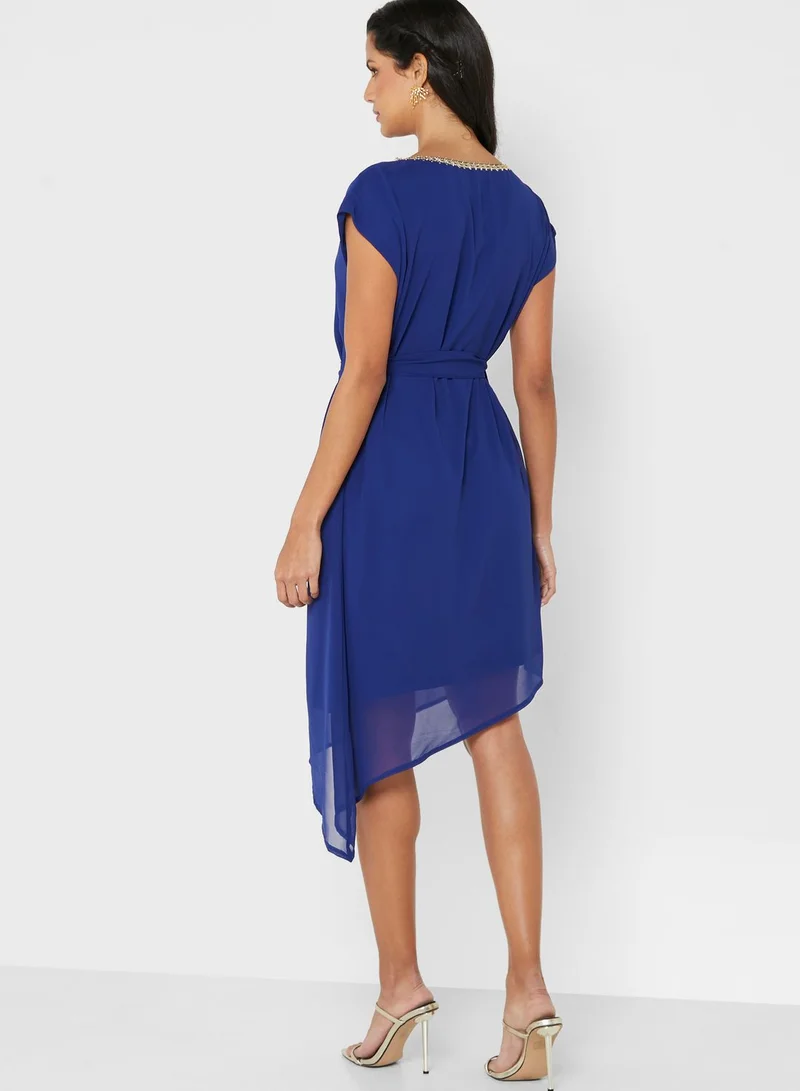 ELLA Asymmetrical Belted Dress