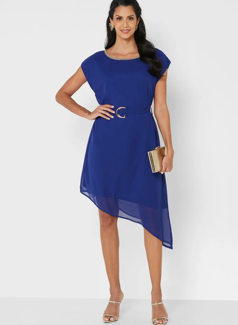 ELLA Asymmetrical Belted Dress