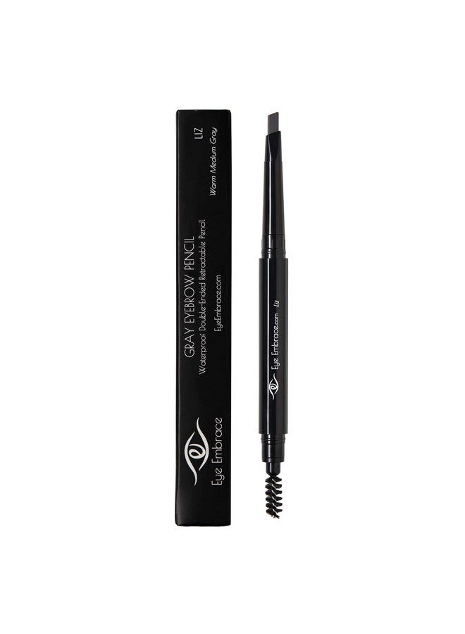 Eye Embrace Liz: Medium Gray Eyebrow Pencil Waterproof Double Ended Automatic Angled Tip & Spoolie Brush Cruelty Free - Image 5