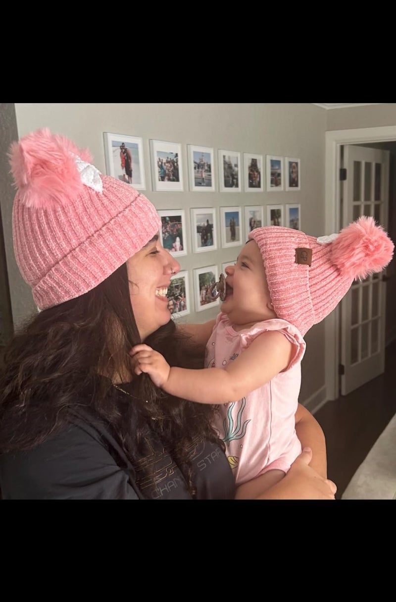 CLGIFT Rose Gold Minnie Ears Beanie, Winter Beanie, Mickey Beanie, Holiday Winter Christmas, Minnie Fall Hat (Black/Polka) - Image 2