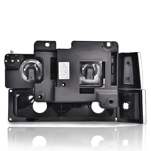 GPLUS مجموعة مصابيح أمامية G-PLUS، تناسب GMC C1500 K1500 يوكون 1994-1999 مصابيح أمامية، عدسة مدخنة هيكل أسود عاكس كهرماني، faros delanteros - Image 5