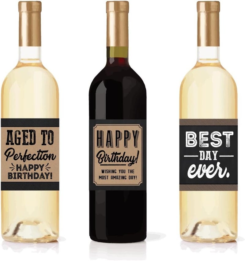 Hadley Designs 5 Birthday Wine or Beer Bottle Labels - Funny Rustic Kraft Stickers for Men - Image 4
