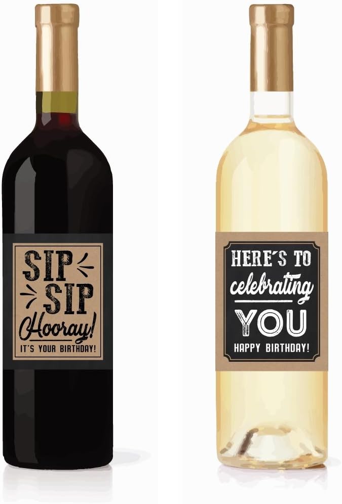 Hadley Designs 5 Birthday Wine or Beer Bottle Labels - Funny Rustic Kraft Stickers for Men - Image 3