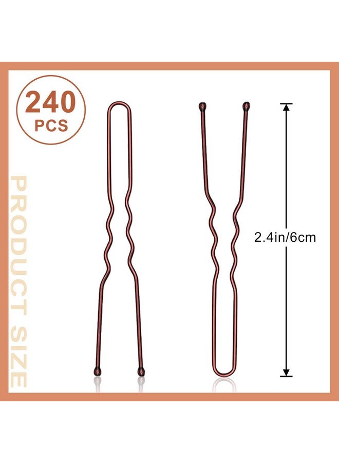 AITRAI U Shaped Hair Pins, 240Pcs Brown U Pins Hair Pins for Buns Updos Hair Grip Bulk for Hairstyle with Storage Box, 2.4inch - Image 2