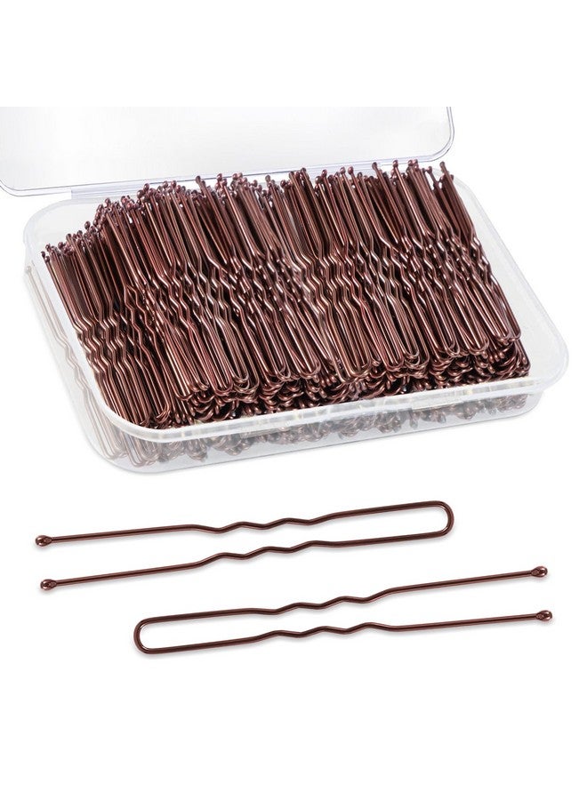 AITRAI U Shaped Hair Pins, 240Pcs Brown U Pins Hair Pins for Buns Updos Hair Grip Bulk for Hairstyle with Storage Box, 2.4inch - Image 1