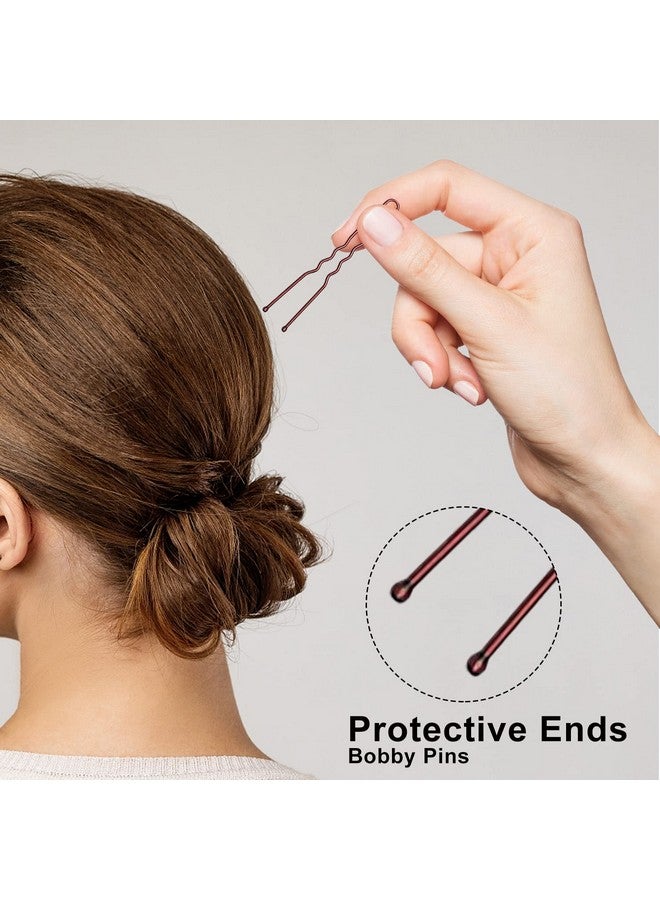 AITRAI U Shaped Hair Pins, 240Pcs Brown U Pins Hair Pins for Buns Updos Hair Grip Bulk for Hairstyle with Storage Box, 2.4inch - Image 3
