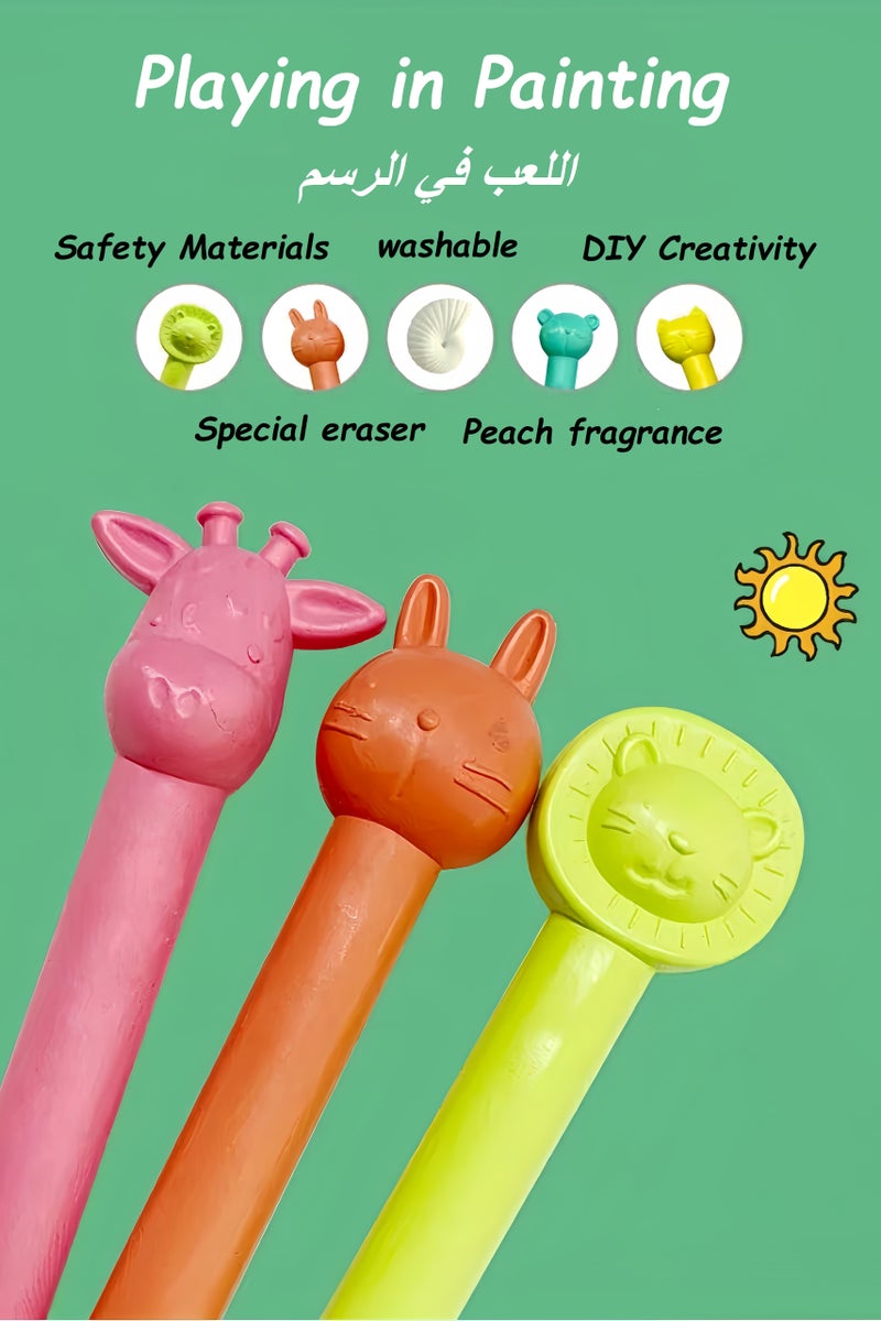 Non-toxicKids crayon brush (12 colors) - full of vitality, easy to grip and clean, a must-have for kids aged 1, 2, 3, 4, 5, 6 returning to school 300 * 150 * 22mm - Image 2