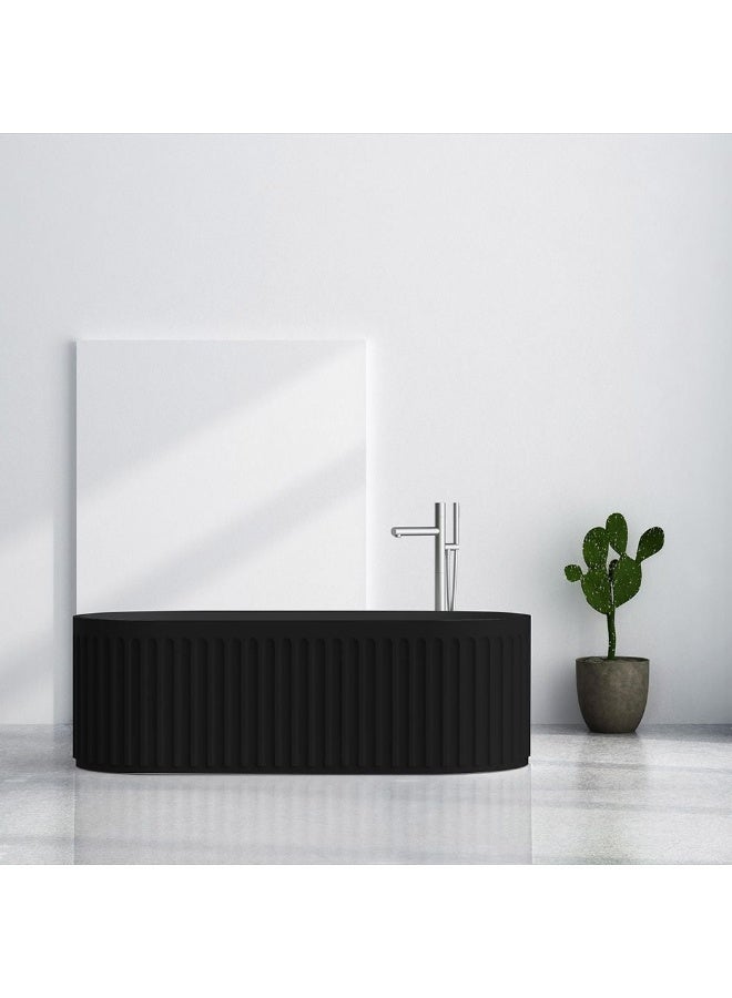 DANUBE HOME Milano Plus Anthem Freestanding Bath Tub â€“ Luxury Modern Acrylic Soaking Tub | Deep Comfort, Elegant Design, Easy to Clean, Space-Saving for Bathroom L 170 X W 75 X H 55 Matte Black - Image 1