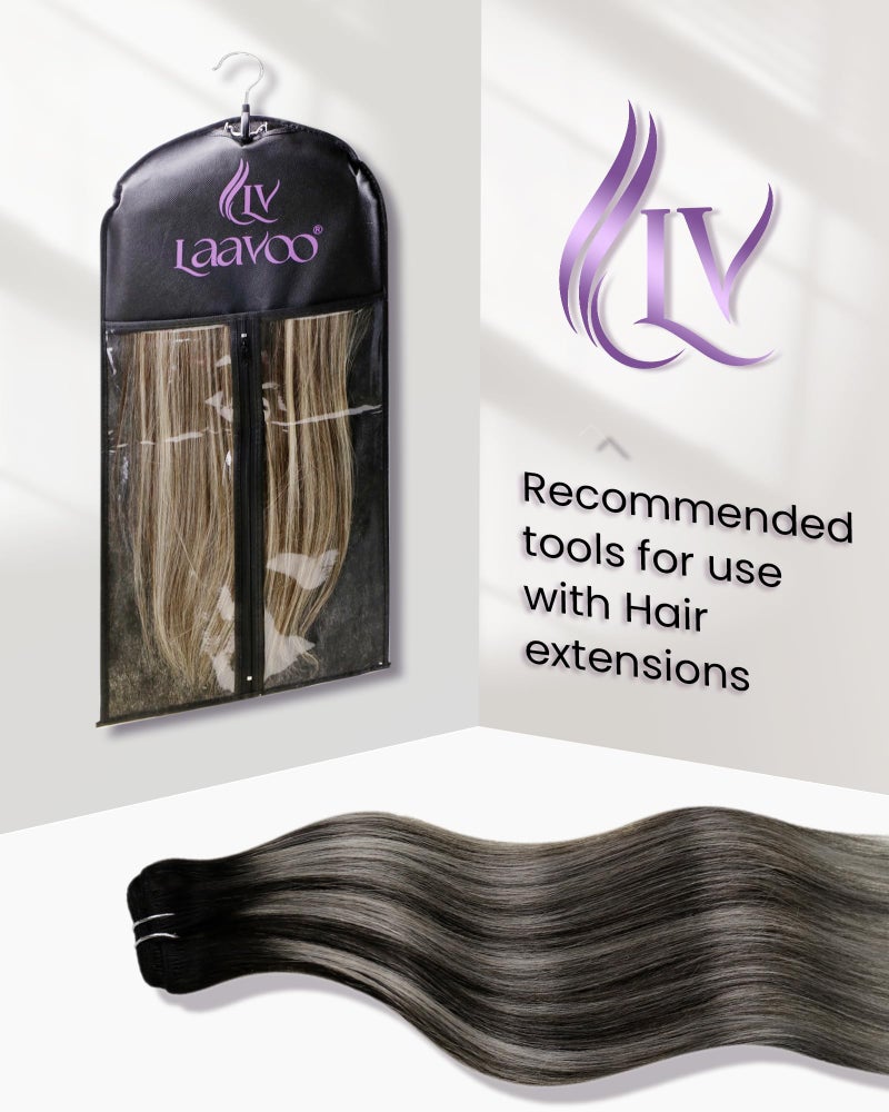 LaaVoo Human Hair Clip in Ombre Off Black to Silver Grey Hair Extensions Clip ins Black Balayage Clip in Hair Extensions Real Human Hair Short Silky Straight 12 Inch 5pcs/80g - Image 4