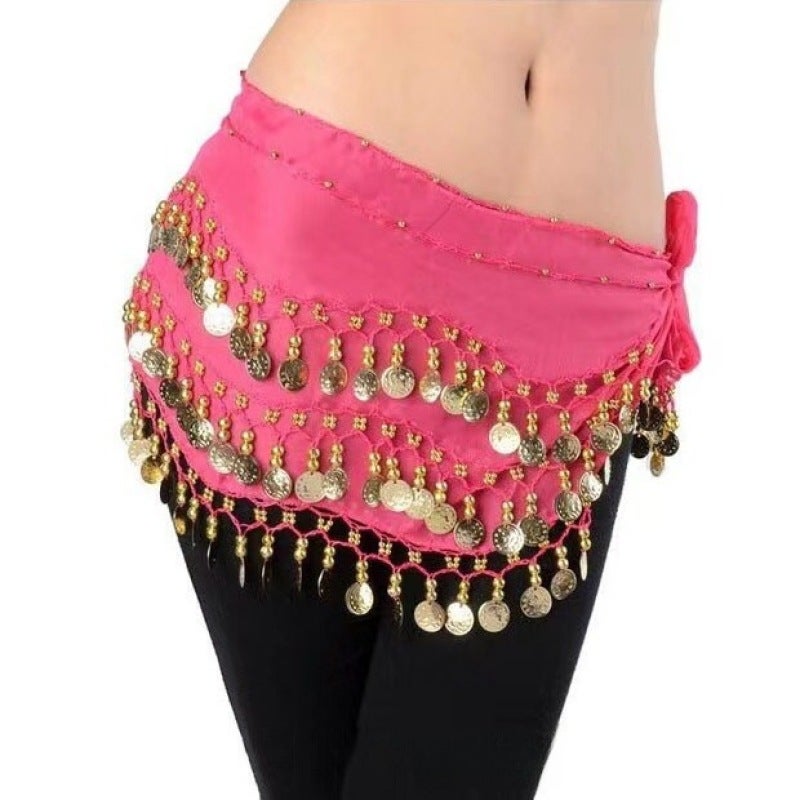 Belly dance adult waist chain Indian dance waist chain square dance waist decoration wave chiffon waist chain factory direct s(Black, Free size) - Image 5