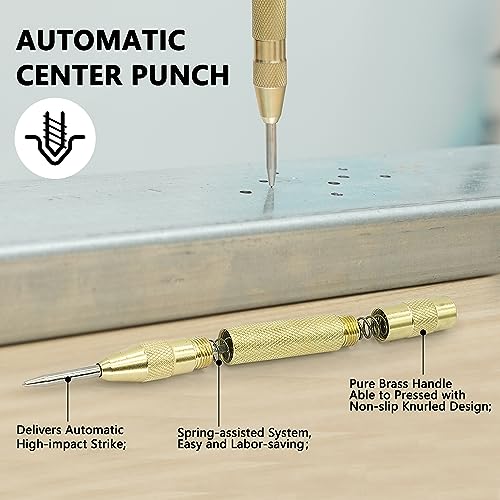 GMTOOLS Step Drill Bit Set - Black and Gold, 6 Pcs High Speed Steel Unibit Drill Bits, Stepped Up Bits & Automatic Center Punch, DIY Lovers with Aluminum Case, Total 50 Sizes for Metal - Image 4