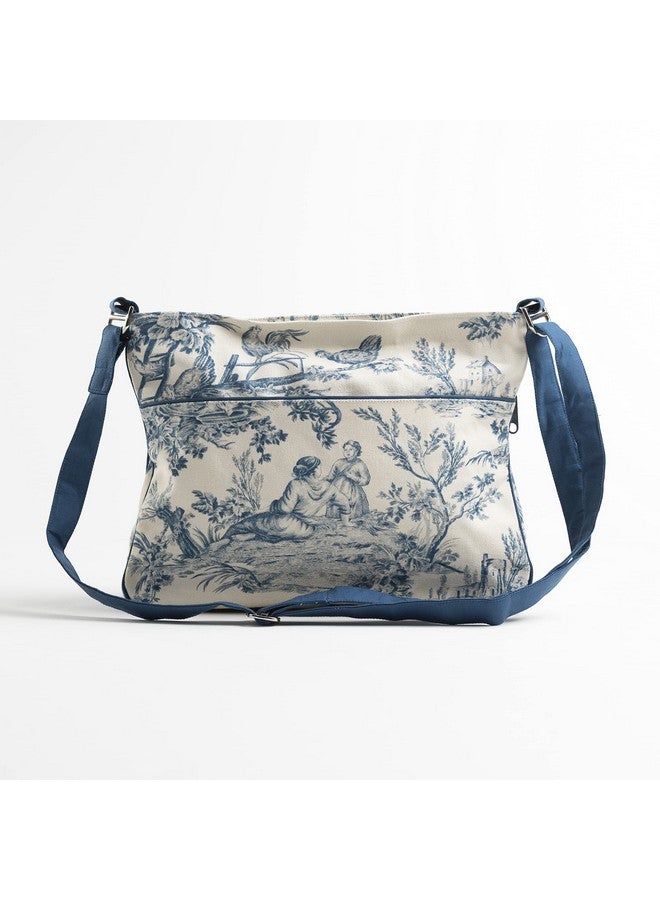 ميزون دي هيرمين حقيبة كروس بودي من ميزون دي هيرمين، مصنوعة من القطن، وحزام كتف قابل للتعديل، وحقيبة يد كبيرة الحجم مزودة بسحّاب وجيوب منزلقة، مناسبة للعمل والسفر والتسوق (ذا ميلر - أزرق) - Image 1