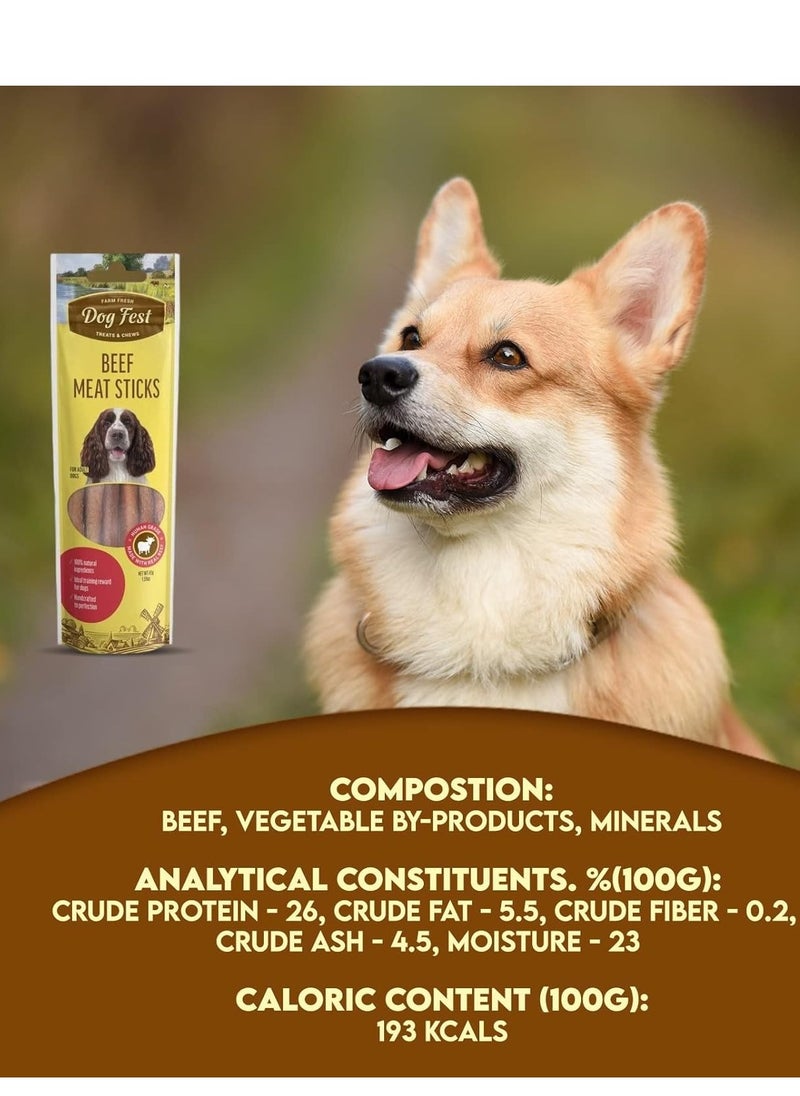 Dog Fest - Dog Fest Beef Meat Sticks for Adult Dogs Dog Treats 45g - Image 1