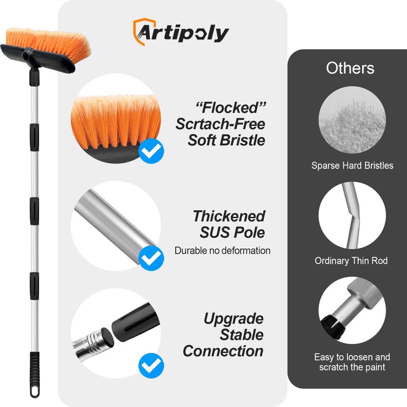 ARTIPOLY 65" Car Wash Brush with Long Handle and 10" Soft Cleaning Brush - Image 2