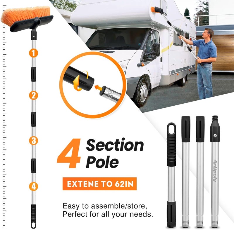 ARTIPOLY 65" Car Wash Brush with Long Handle and 10" Soft Cleaning Brush - Image 4