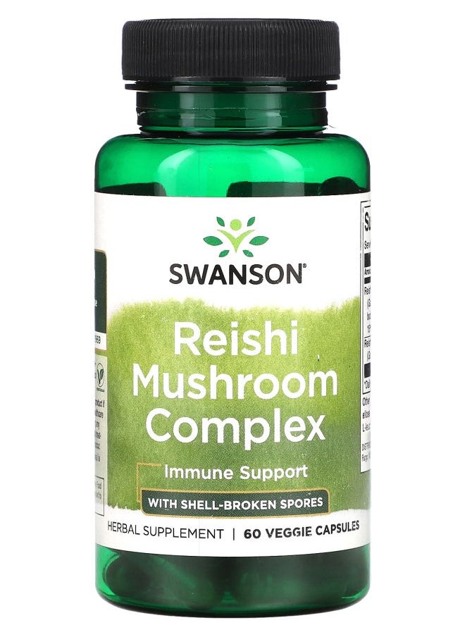 SWANSON - Reishi Mushroom Complex with Shell-Broken Spores 60 Veggie Capsules - Image 1