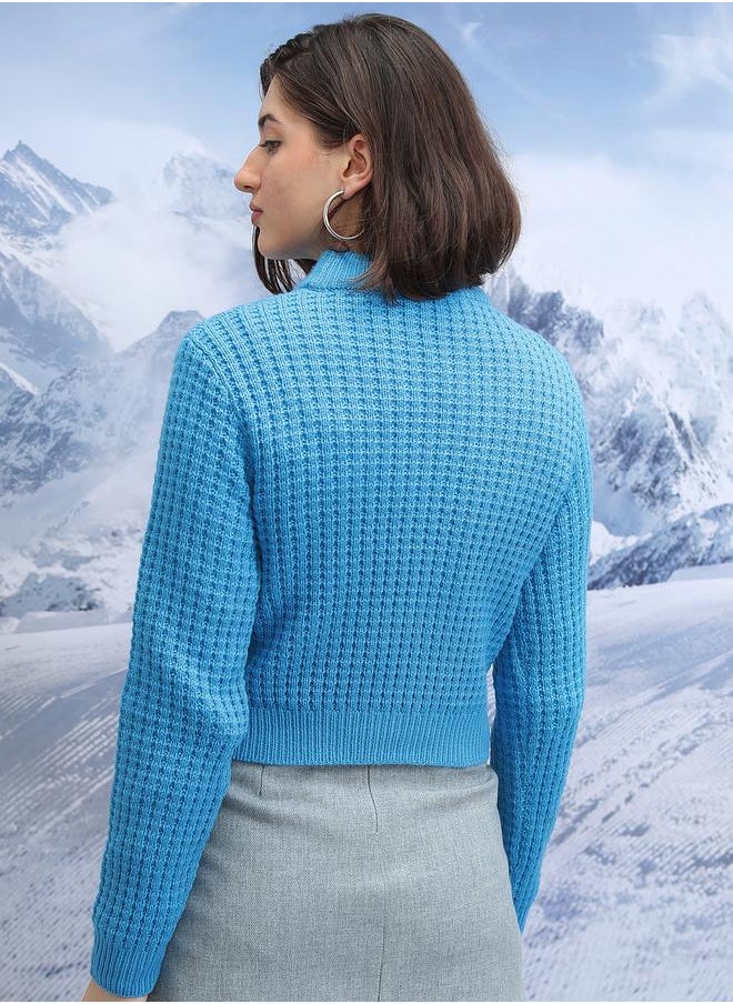 Tokyo Talkies Textured Cable Knit Turtle Neck Sweater by Styli  - Image 3