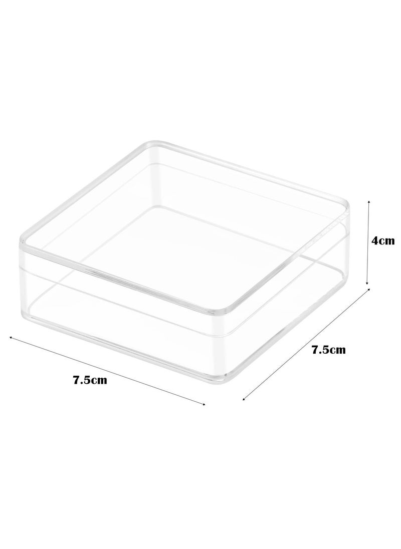 Generic Clear box with Lid, 6 Pcs Plastic Clear Acrylic Square Cube Containers with Lid Storage Boxes, Transparent Display Organizer for Candy Pill, Jewelry Beads, Coins, Craft Supplies (7.5*7.5*4cm)  - Image 3