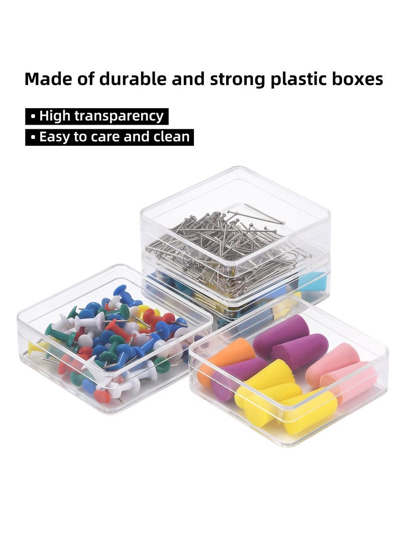 Generic Clear box with Lid, 6 Pcs Plastic Clear Acrylic Square Cube Containers with Lid Storage Boxes, Transparent Display Organizer for Candy Pill, Jewelry Beads, Coins, Craft Supplies (7.5*7.5*4cm)  - Image 4