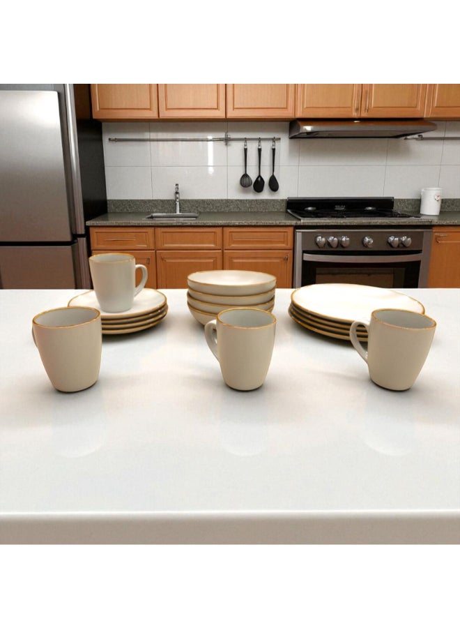 بين سيرفي طقم عشاء أنيق من الخزف الصيني مكون من 16 قطعة رمادي فاتح ST7564-LGY 16 × 22 × 28.5 سم - Image 2