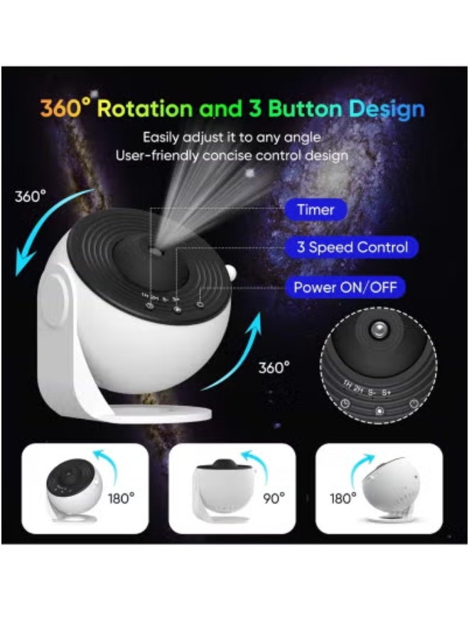 JAJEEK 12-In-1 Galaxy Projector For Bedroom – Planetarium Star Projector With 12 Film Discs | 360° Rotating Night Light Table Lamp | Adjustable Focus Knob | Soothing Galaxy Light For Kids & Adults | Bedside Lamp With Realistic Astronomical Projections  - Image 4