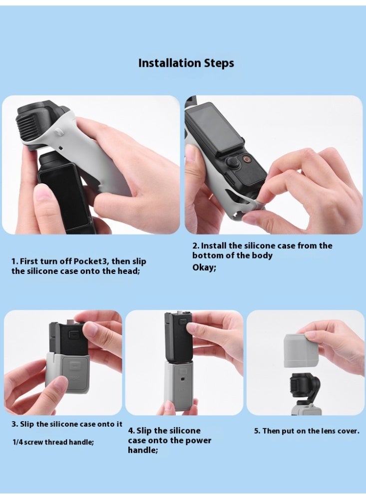 BRDRC Is Suitable For DJI OSMO POCKET3 Body Silicone Case Lens Protection Cover Display Shading Accessories - Image 5