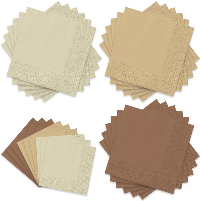 Whaline Brown Napkins 3 Colors Dinner Napkins Gradient Brown Disposable Paper Napkins Luncheon Napkins for Party Supplies Table Decorations  60Pcs - Image 1