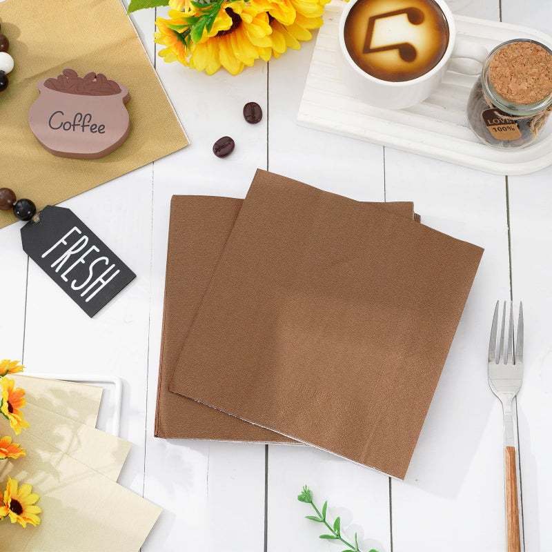Whaline Brown Napkins 3 Colors Dinner Napkins Gradient Brown Disposable Paper Napkins Luncheon Napkins for Party Supplies Table Decorations  60Pcs - Image 3