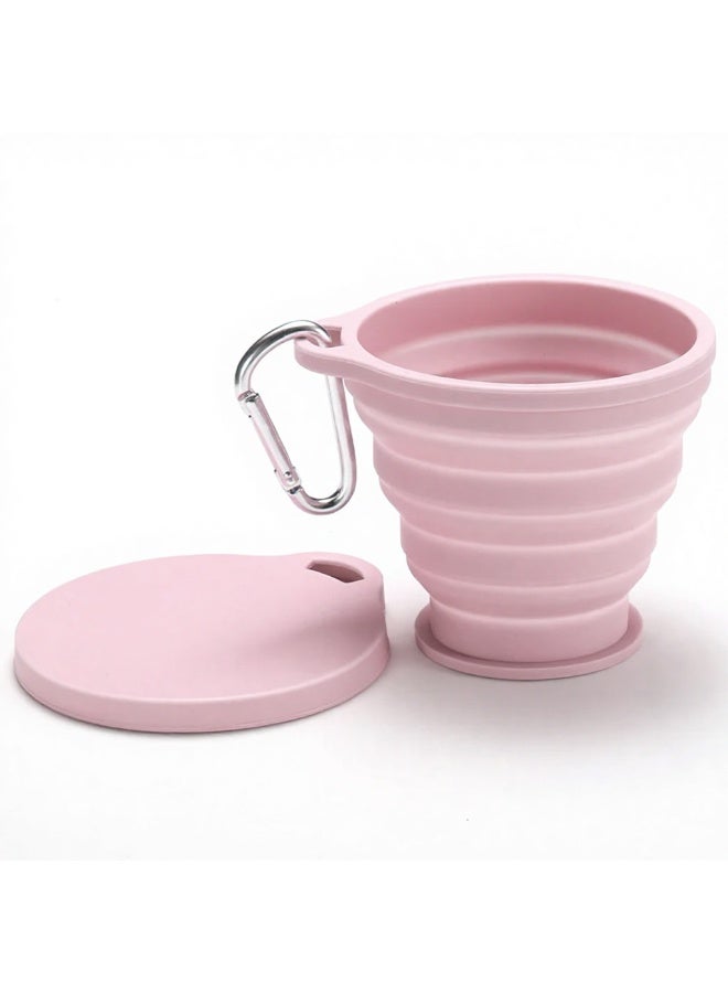 BPA Free & Heat Resistant to 230°C  travel Cup one,Modern Slate Gray Collapsible Silicone  - 180ml Sleek Folding Coffee Mug with Carabiner - Image 1