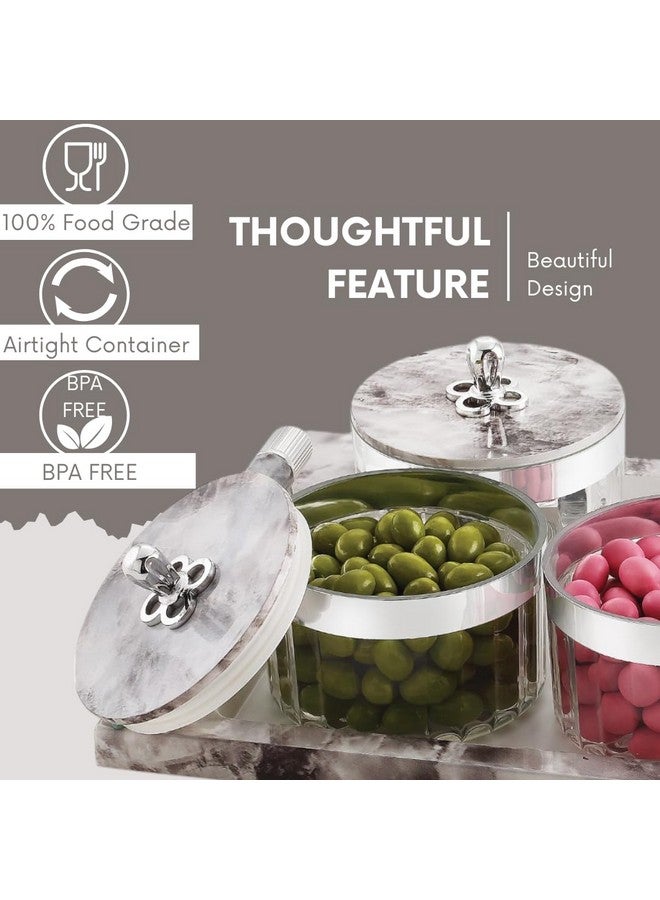 Nabhya Acrylic Unbreakable Multipurpose Airtight Dry Fruit Container Set With Lid & Serving Tray | Plastic Transparent Storage Box (White, Pack of 6) - Image 3