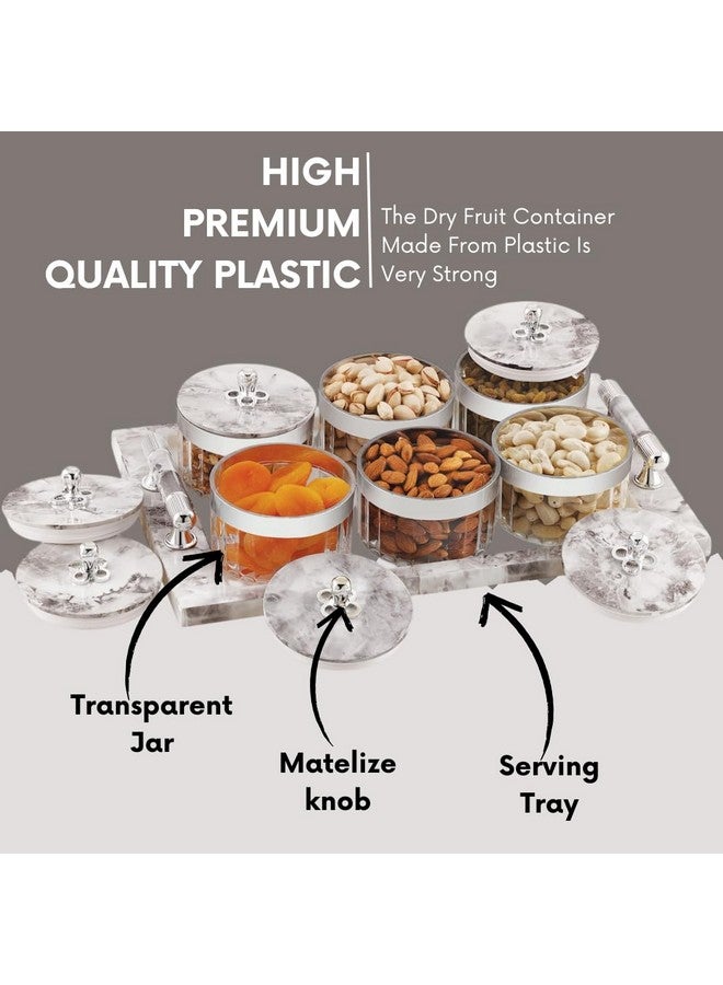 Nabhya Acrylic Unbreakable Multipurpose Airtight Dry Fruit Container Set With Lid & Serving Tray | Plastic Transparent Storage Box (White, Pack of 6) - Image 4