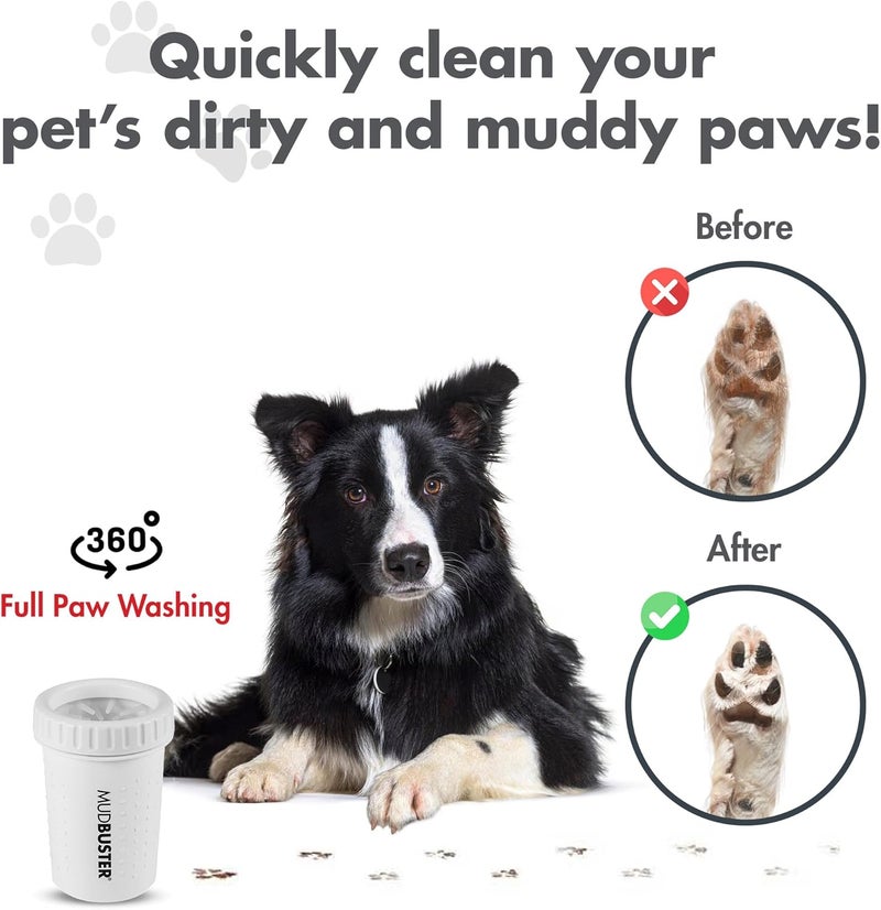 Dexas MudBuster Portable Dog Paw Cleaner, Medium, Bright White Special Edition, Premium Pet Supplies and Accessories - Image 4
