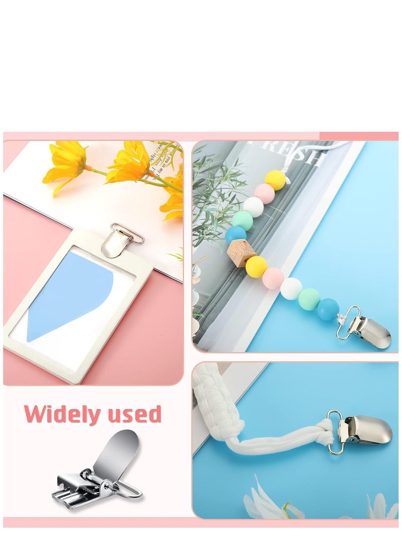 KASTWAVE 100 Pieces Metal Pacifier Suspender Clips Straps Holder Fasteners Clips Baby Pacifier Suspender Snap Heavy Duty Fasteners Clips for Making Pacifier Holders Bib Bed Sheet Fasteners Toy Clip - Image 4