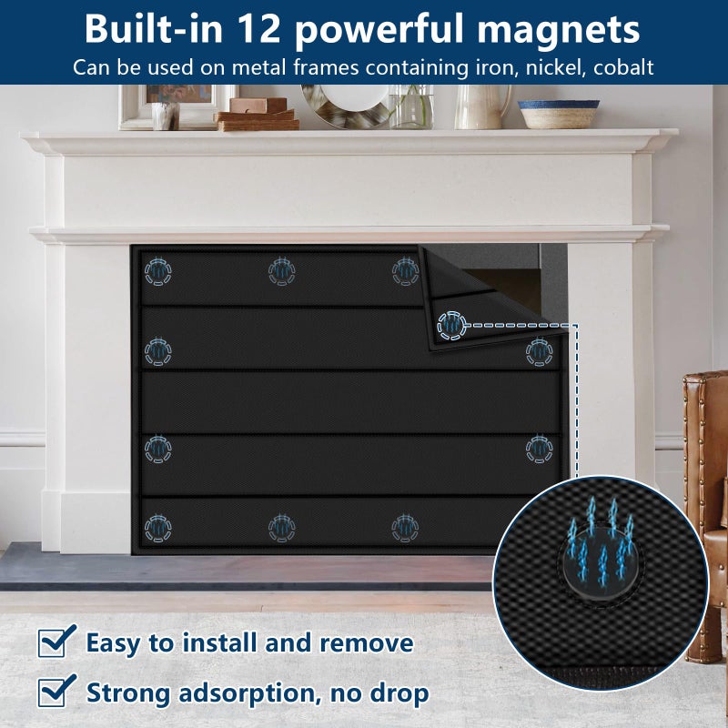 whumsdog Magnetic Fireplace Blanket For Heat Loss Indoor Fireplace Covers Keep Drafts Out Stops Heat Loss Fireplace Draft Stopper With Built-In 12 Strong Magnet For Iron Fireplace Frame Fireplace Screen 32X32 - Image 3