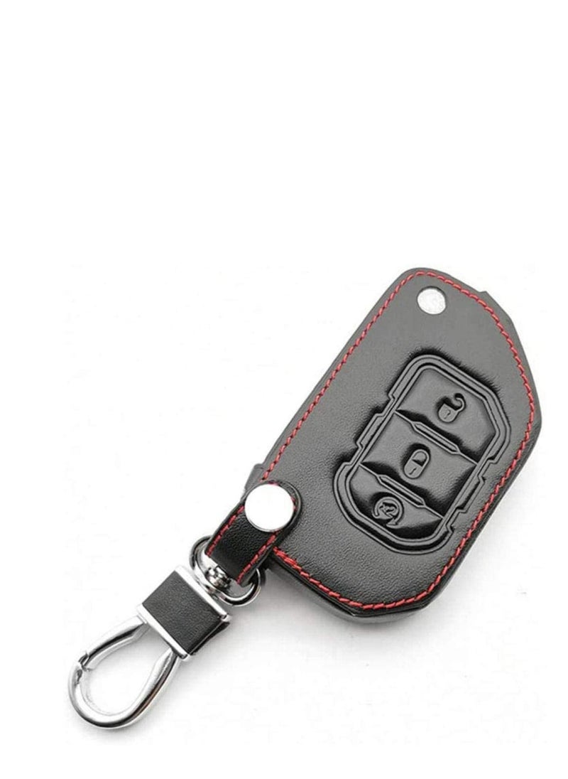 Generic Leather Car Keys Cover Key Holder Bag Case 3 Buttons Folding Wallet Car Accessories Interior,For Jeep Wrangler JL 2018  - Image 1