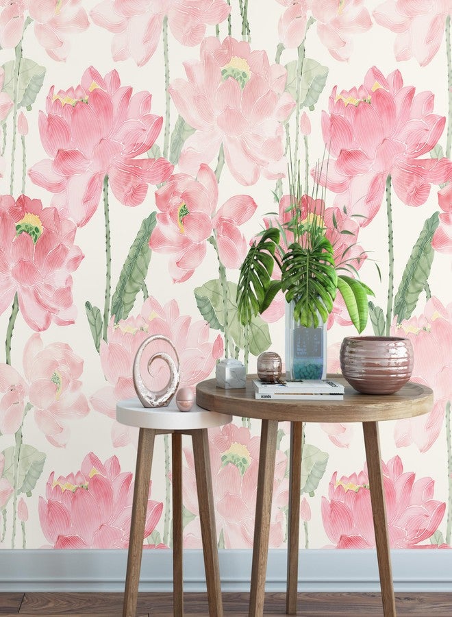 Mounting UP Peel and Stick Wallpaper for Home Decoration Kitchen Watercolor Pink Lotus Removable Vinyl Self Adhesive Shelf Paper & Drawer Liner Roll House, Workshop & Office 17.3" x 394" L5258-10 - Image 5