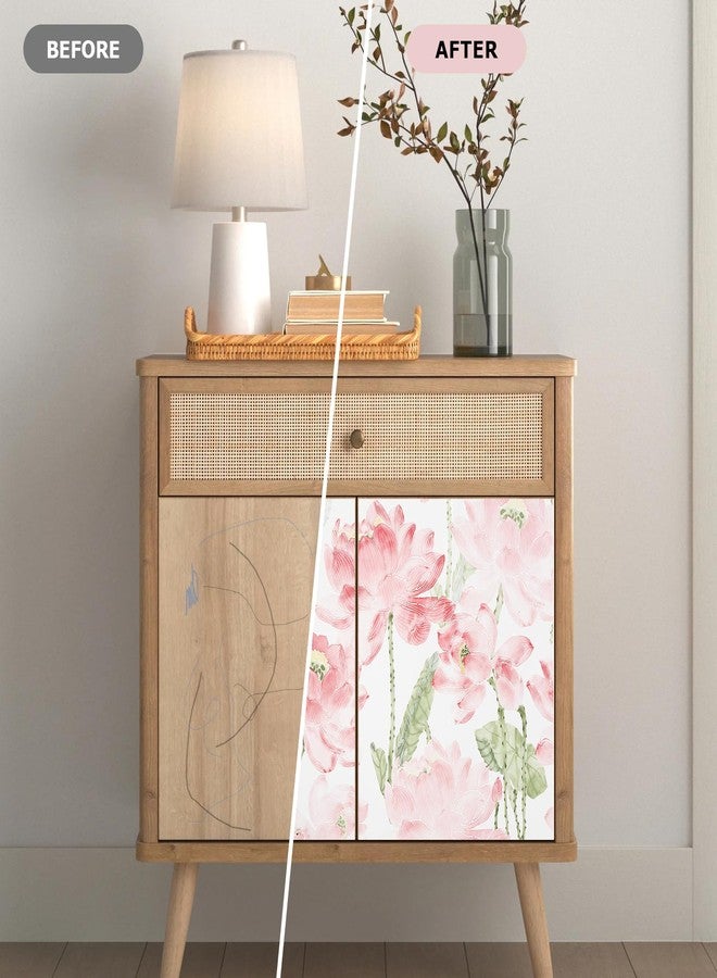 Mounting UP Peel and Stick Wallpaper for Home Decoration Kitchen Watercolor Pink Lotus Removable Vinyl Self Adhesive Shelf Paper & Drawer Liner Roll House, Workshop & Office 17.3" x 394" L5258-10 - Image 2