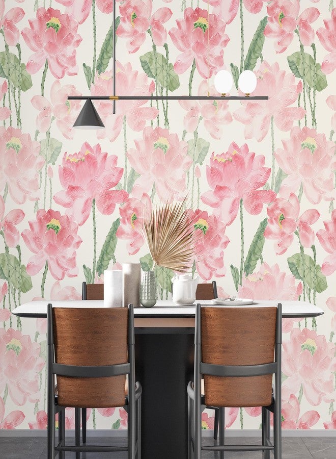 Mounting UP Peel and Stick Wallpaper for Home Decoration Kitchen Watercolor Pink Lotus Removable Vinyl Self Adhesive Shelf Paper & Drawer Liner Roll House, Workshop & Office 17.3" x 394" L5258-10 - Image 3