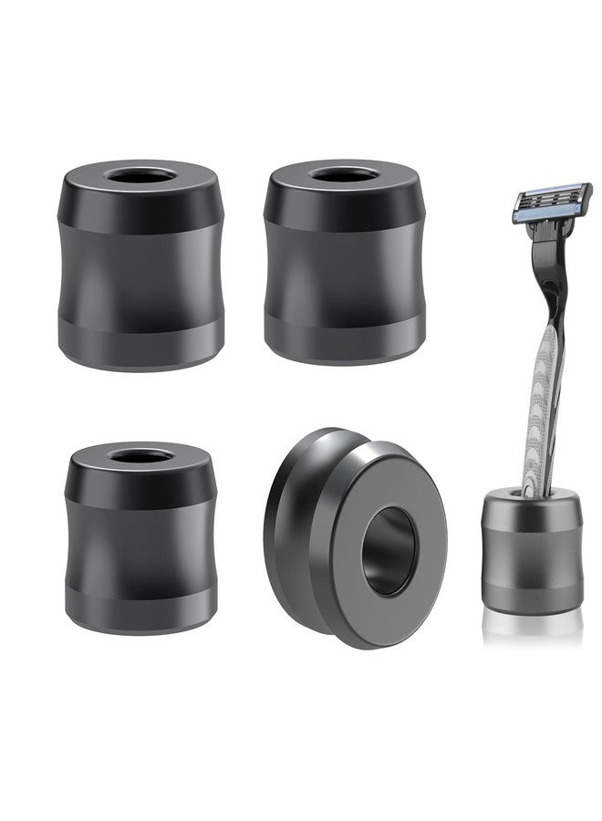 Linkidea 4 Pack Safety Razor Stand, Opening Dia 0.7" (18.5mm) Aluminum Alloy Men's Shaving Stand for Bathroom Countertops Compatible with Merkur 34HD, Gillette Fusion 5 ProGlide (Dark Grey) - Image 1