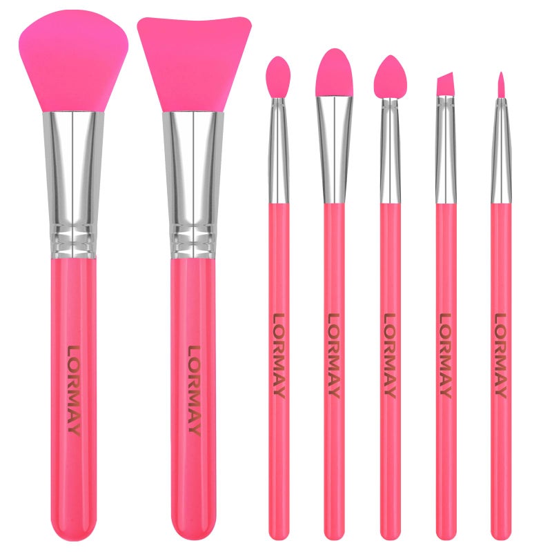LORMAY 7 Pcs Silicone Brush Applicator Kit for UV Resin Epoxy Art Crafting and Cream Makeup Products (Red) - Image 1