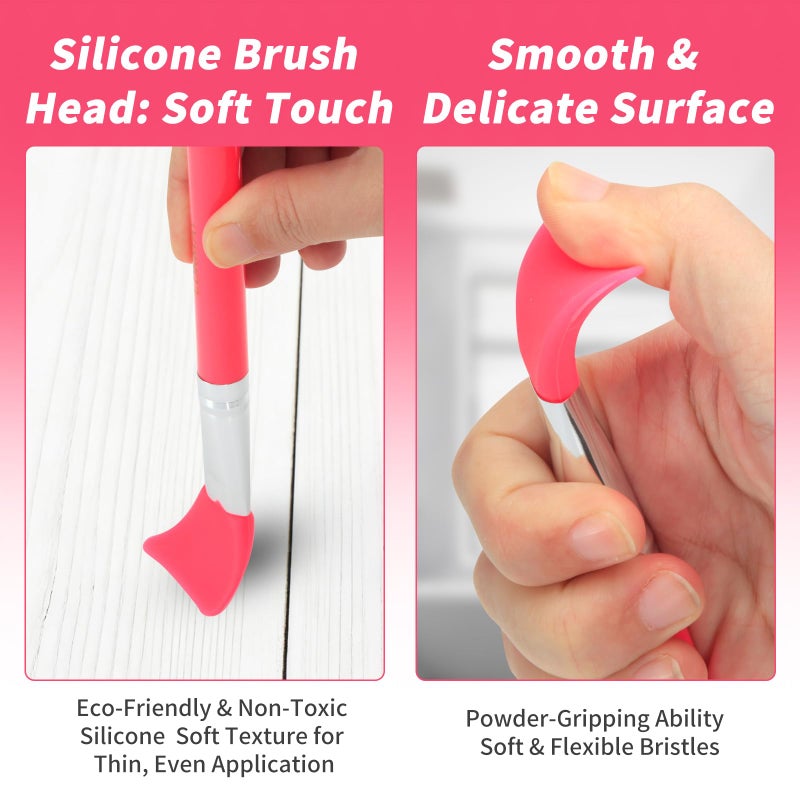 LORMAY 7 Pcs Silicone Brush Applicator Kit for UV Resin Epoxy Art Crafting and Cream Makeup Products (Red) - Image 5