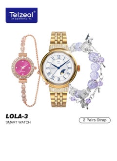 Telzeal Smart Watch LOLA-3 For Women 2 Pair Strap and Bracelet Embroidered and an Additional Watch 