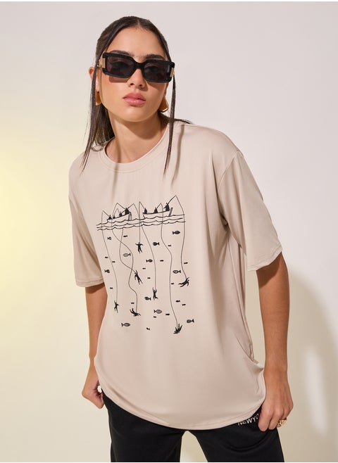 Take Two Round Neck Graphic Print T-Shirt