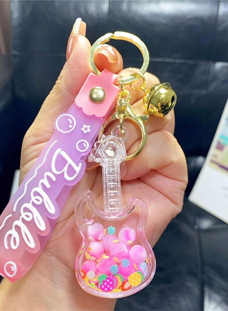 حساسة لطيف الكمان مفتاح الدائري الديكور، السائل الرمال المتحركة العائمة اللؤلؤ الملحقات حقيبة اليد - Image 2