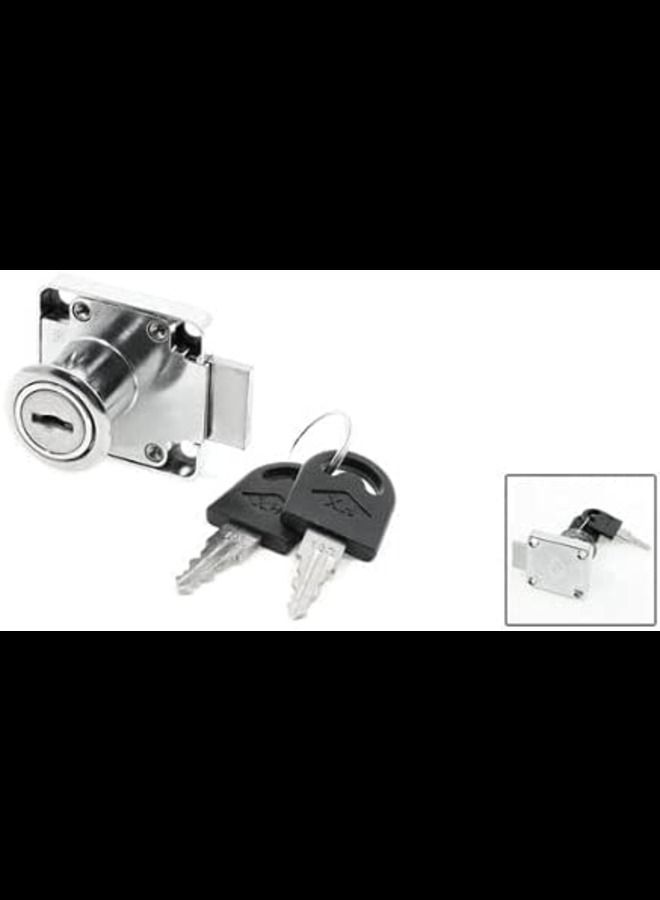 ABBASALI Drawer Lock Imported Home Cabinet Display Case Door Metal Lock Silver Tone (PLASTIC KEY)